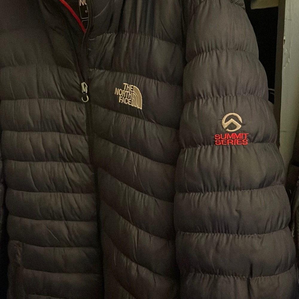 Women’s north face summit series.  Navy blue. Red inline